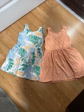 Cat & Jack Peach Heart Dress + Tropical Leaf Tank Dress Set of 2…235
